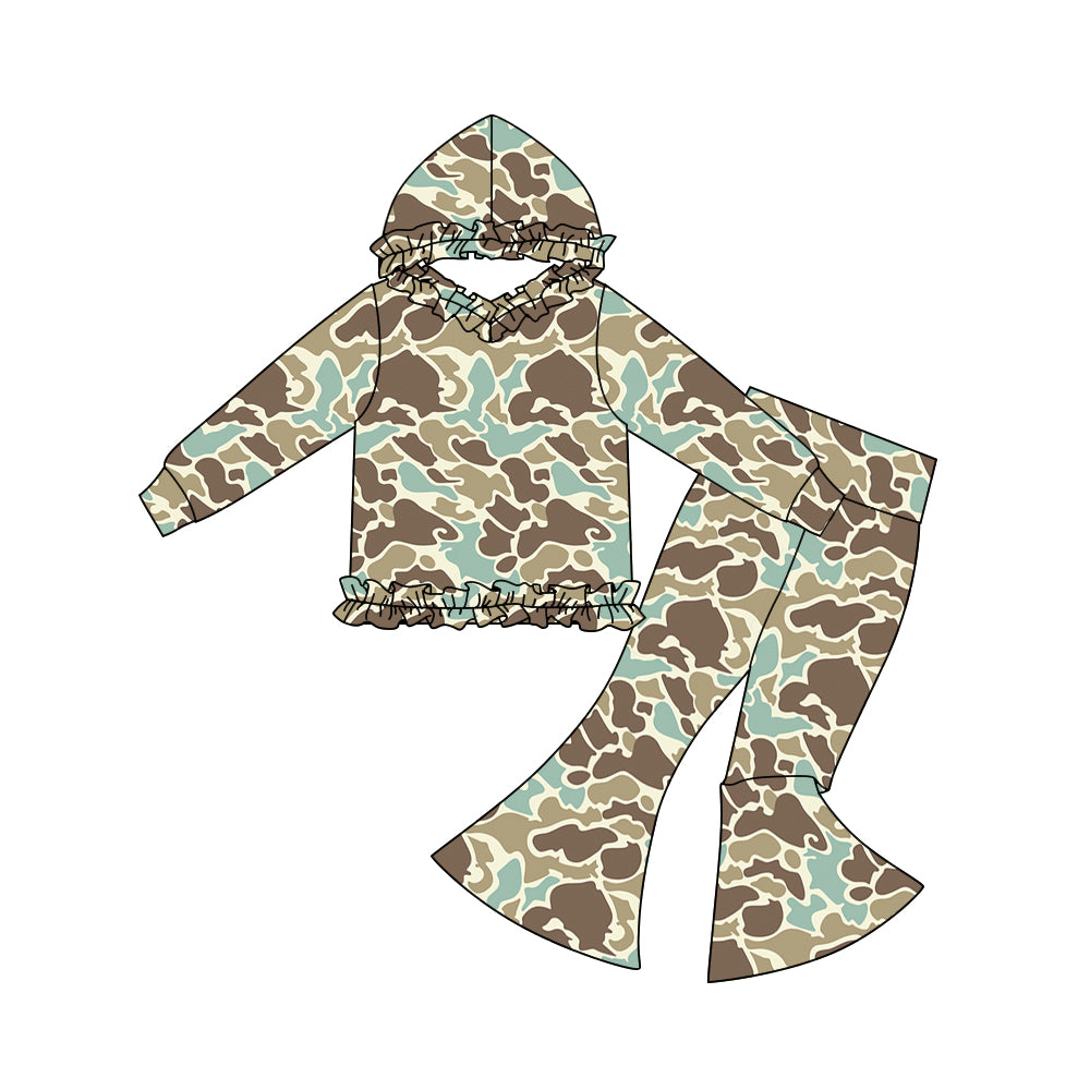 (Pre Order) No moq GLP3077 Pre-order baby girl clothes camouflage hooded long sleeve pants sets-2025.10.29