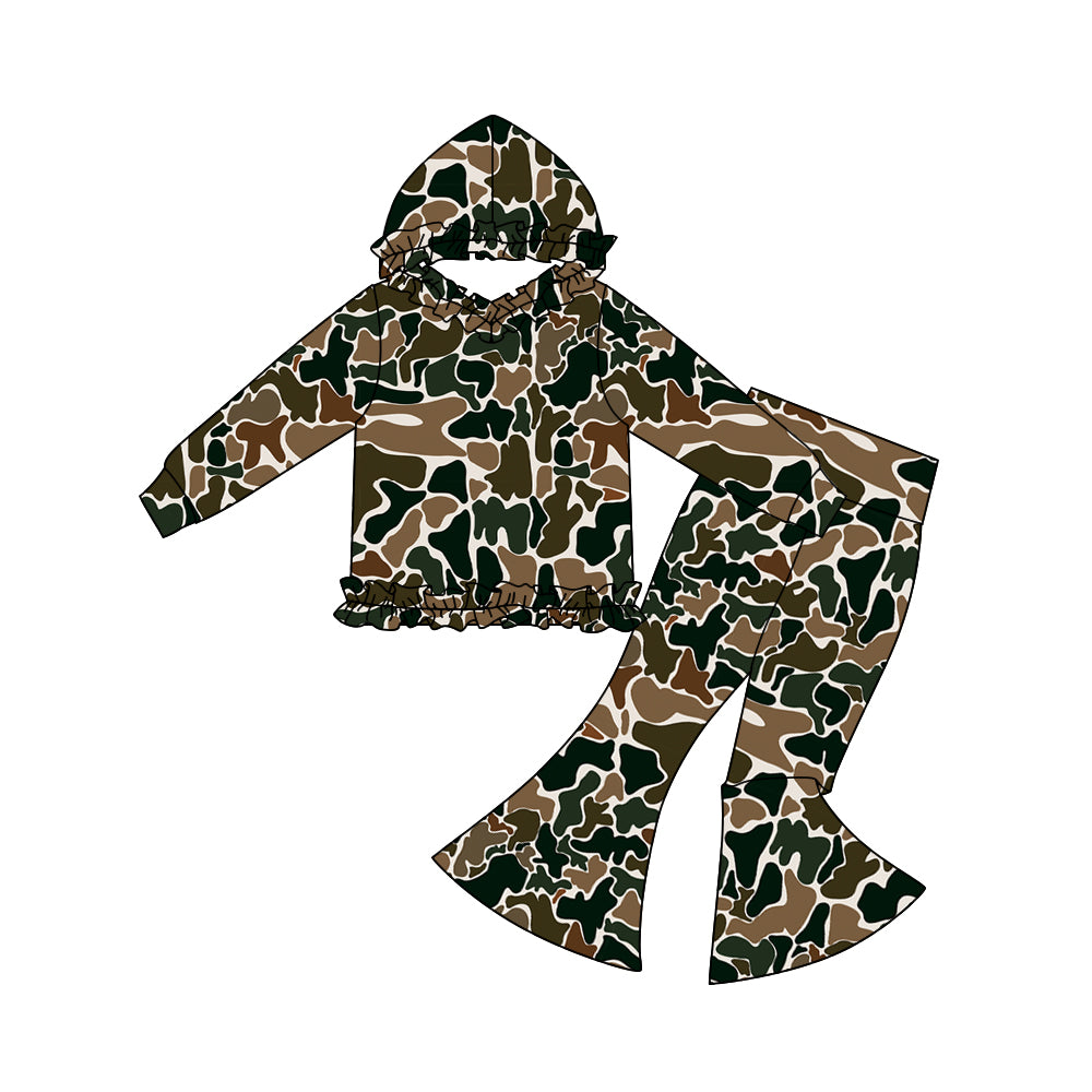 (Pre Order) No moq GLP3078 Pre-order baby girl clothes camouflage hooded long sleeve pants sets-2025.10.29