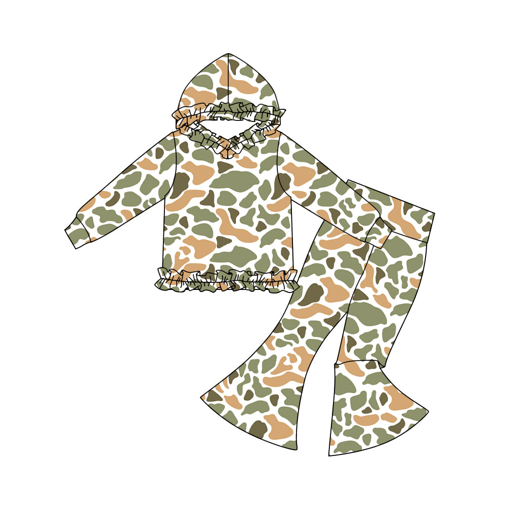 (Pre Order) No moq GLP3080 Pre-order baby girl clothes camouflage hooded long sleeve pants sets-2025.10.29