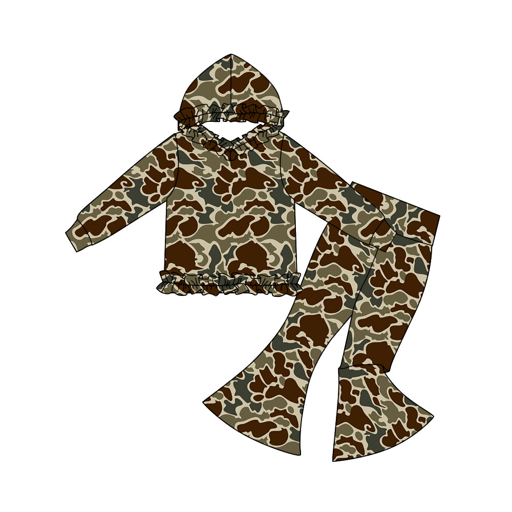 (Pre Order) No moq GLP3081 Pre-order baby girl clothes camouflage hooded long sleeve pants sets-2025.10.28