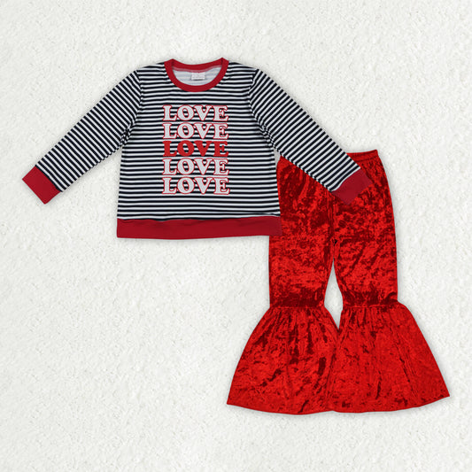 12/18m-7/8t RTS NO MOQ（In Stock) GLP3083 love long-sleeved red pants set-GT1237+B3-11