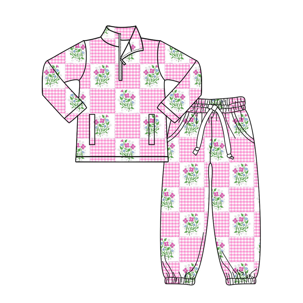 (Pre Order) No moq GLP3090 Pre-order baby girl clothes floral long sleeve pants sets-2025.11.1