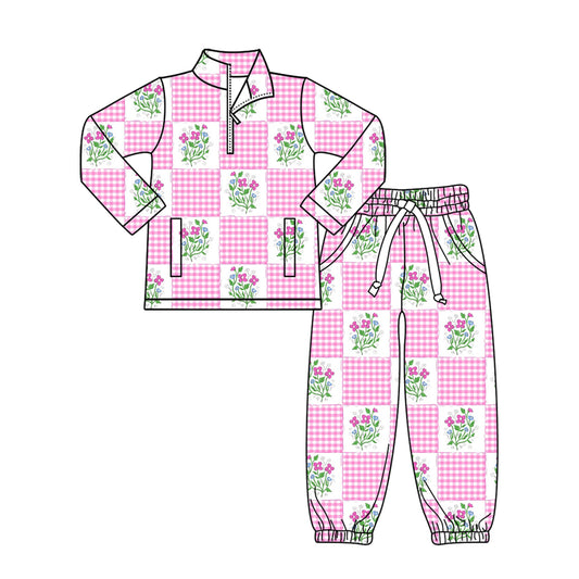 (Pre Order) No moq GLP3090 Pre-order baby girl clothes floral long sleeve pants sets-2025.11.1