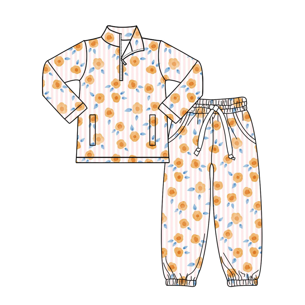 (Pre Order) No moq GLP3091 Pre-order baby girl clothes floral long sleeve pants sets-2025.11.1
