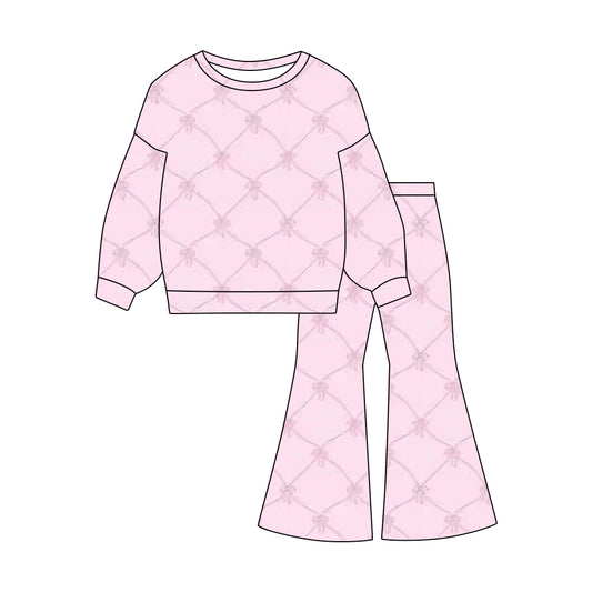 (Pre Order) No moq GLP3099 Pre-order baby girl clothes bow long sleeve pants sets-2025.11.1