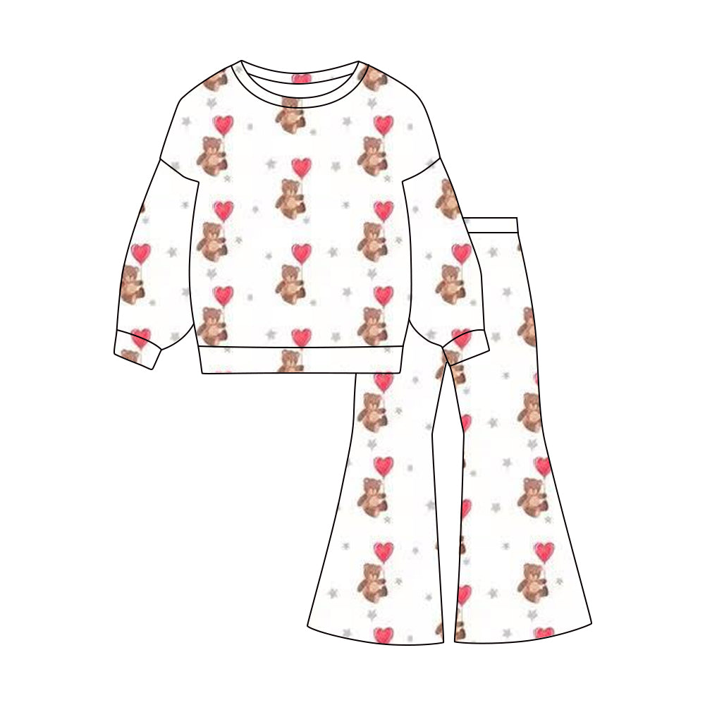 (Pre Order) No moq GLP3100 Pre-order baby girl clothes bear love long sleeve pants sets-2025.11.1