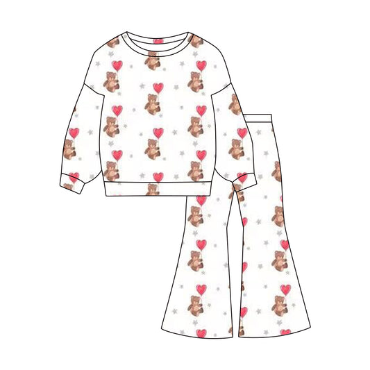 (Pre Order) No moq GLP3100 Pre-order baby girl clothes bear love long sleeve pants sets-2025.11.1
