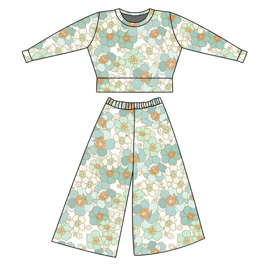 (Pre Order) No moq GLP3104 Pre-order baby girl clothes floral long sleeve pants sets-2025.11.1