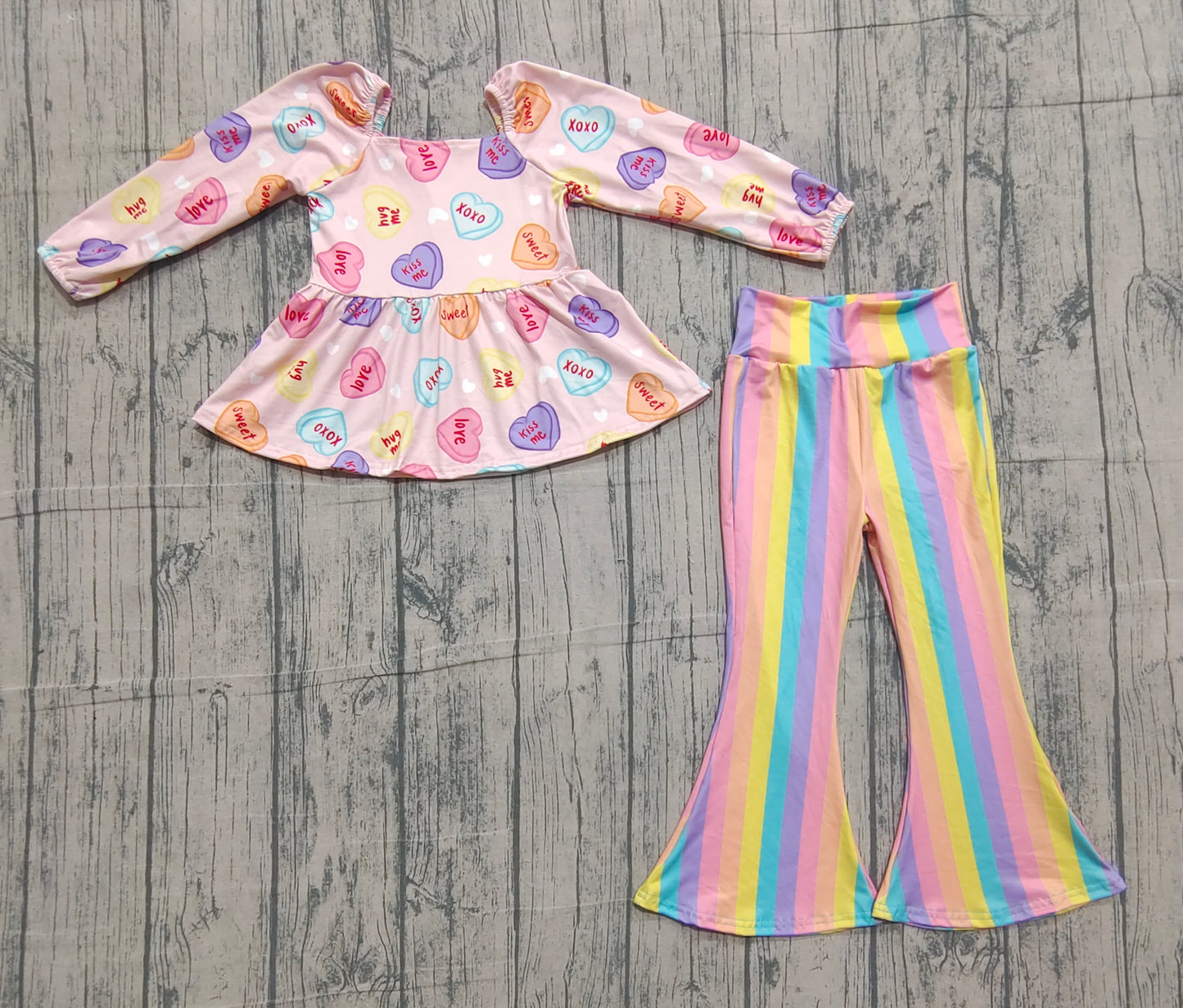 (Pre Order) No moq GLP3118 Pre-order baby girl clothes valentine love long sleeve pants sets-2025.11.13