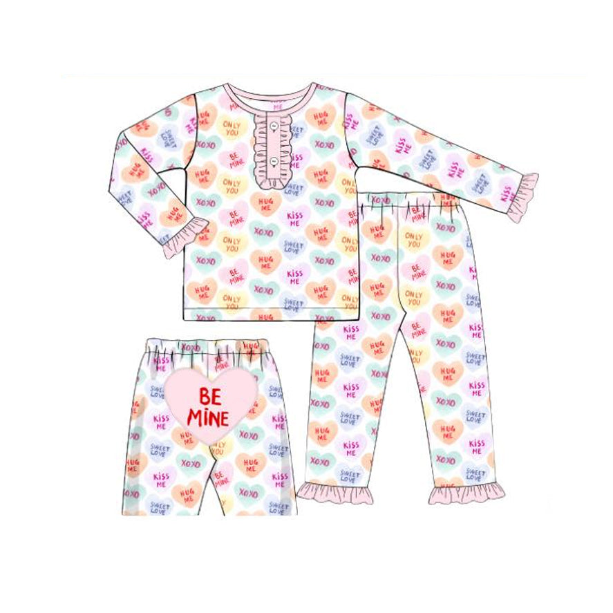 (Pre Order) No moq GLP3159 Pre-order baby girl clothes love long sleeve pants sets-2025.11.11