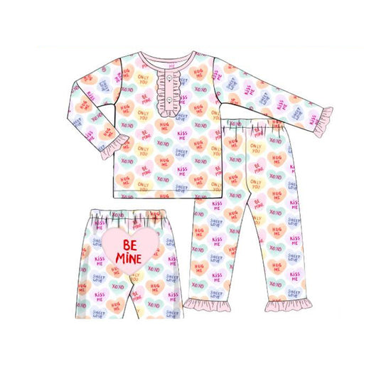 (Pre Order) No moq GLP3159 Pre-order baby girl clothes love long sleeve pants sets-2025.11.11