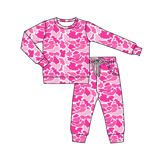 (Pre Order) No moq GLP3162 Pre-order baby girl clothes camouflage long sleeve pants sets-2025.11.12