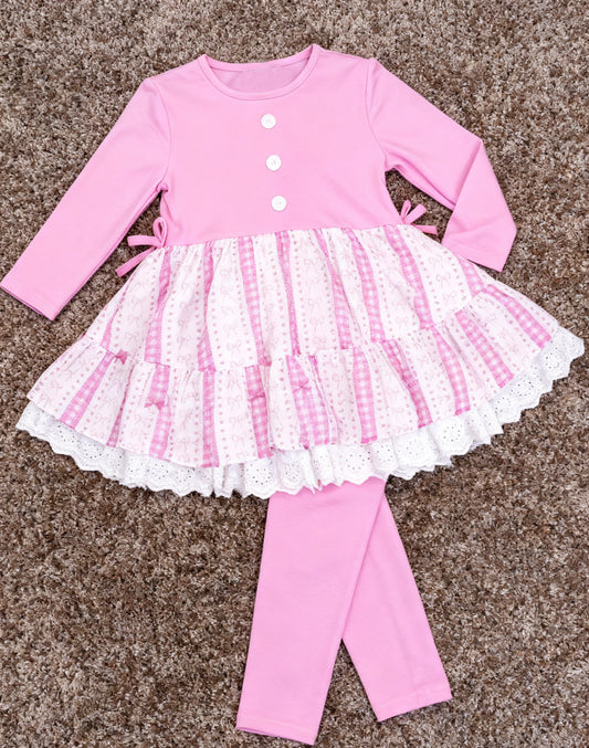 (Pre Order) No moq GLP3194 Pre-order baby girl clothe pink long sleeve pants sets-2025.11.21