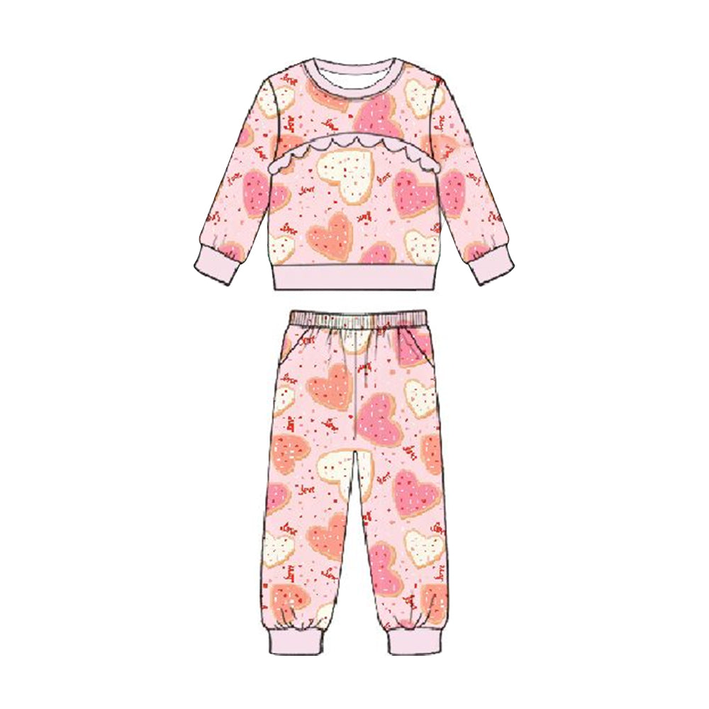 (Pre Order) No moq GLP3216 Pre-order baby girl clothe love bow long sleeve pants sets-2025.11.26