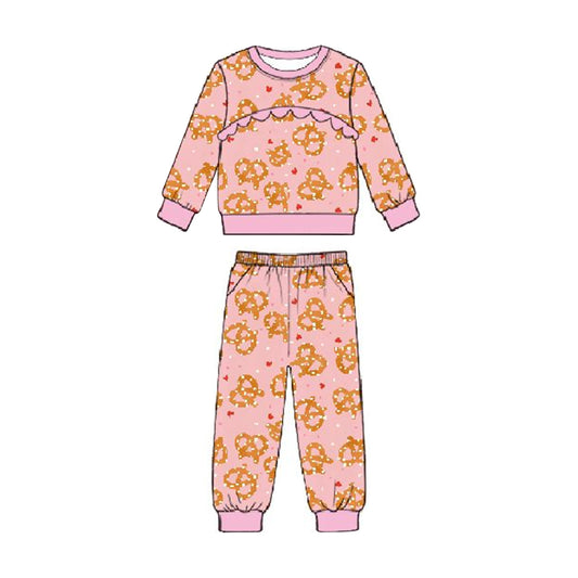 (Pre Order) No moq GLP3217 Pre-order baby girl clothe love bow long sleeve pants sets-2025.11.26