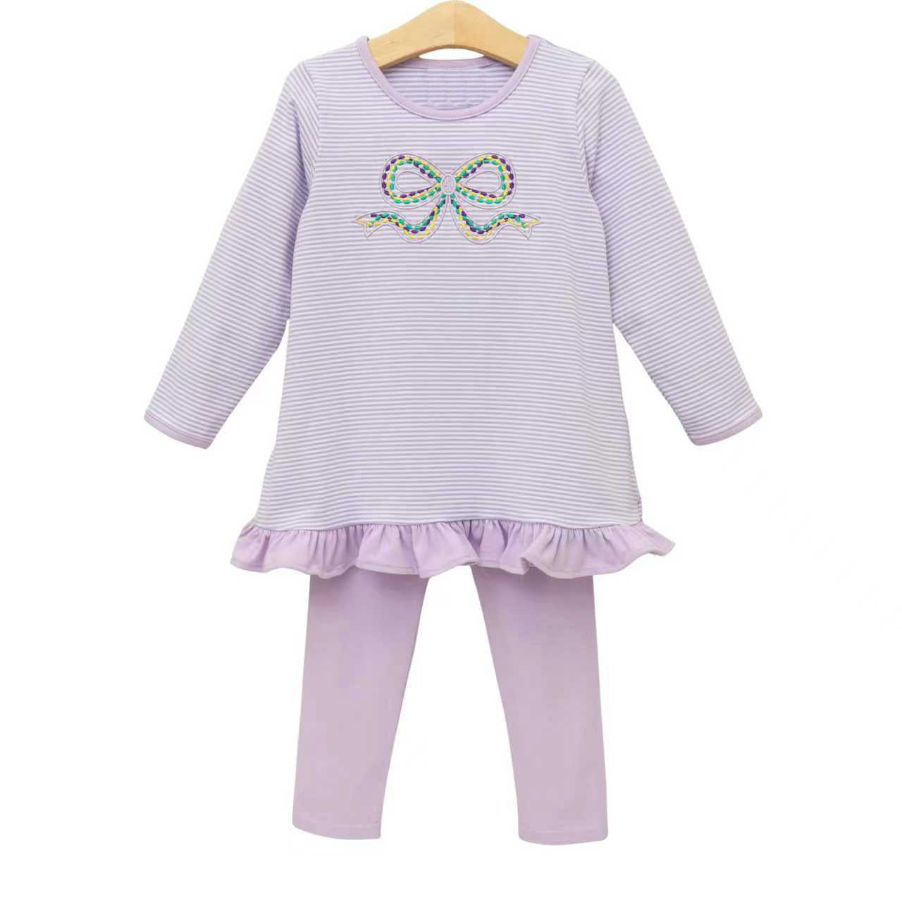 (Pre Order) No moq Pre-order baby girl clothes bow long sleeve pants sets-2025.12.6