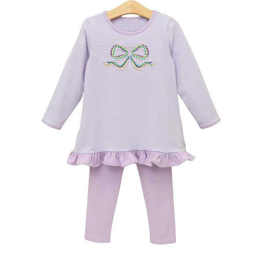 (Pre Order) No moq Pre-order baby girl clothes bow long sleeve pants sets-2025.12.6
