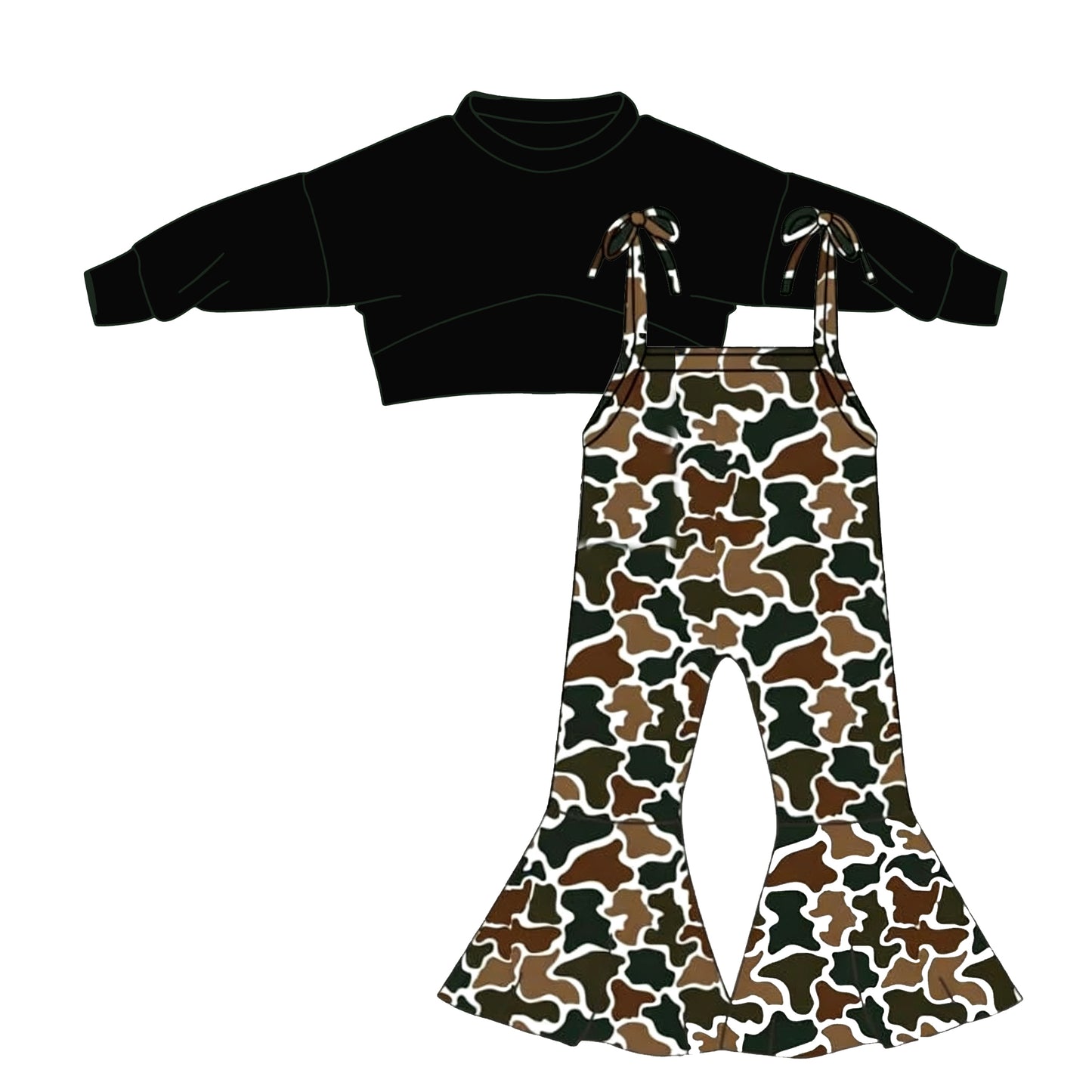 (Pre Order) No moq Pre-order baby girl clothes long sleeve top camouflage jumpsuit sets-2025.12.8
