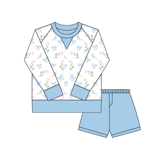 (Pre Order) No moq GLS0027 PRE-ORDER baby girl clothes yoga floral long sleeve shorts sets-2025.9.30