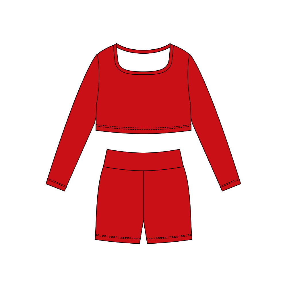 (Pre Order) No moq GLS0039 PRE-ORDER baby girl clothes yoga red long sleeve shorts sets-2025.10.23