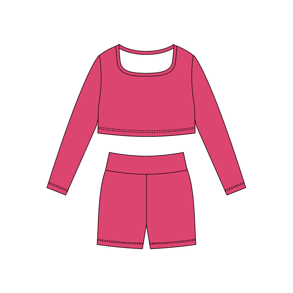 (Pre Order) No moq GLS0046 PRE-ORDER baby girl clothes yoga rose red long sleeve shorts sets-2025.10.23