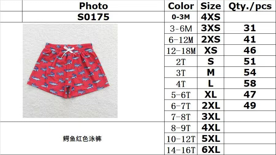 RTS NO MOQ S0175 Crocodile red swimming trunks