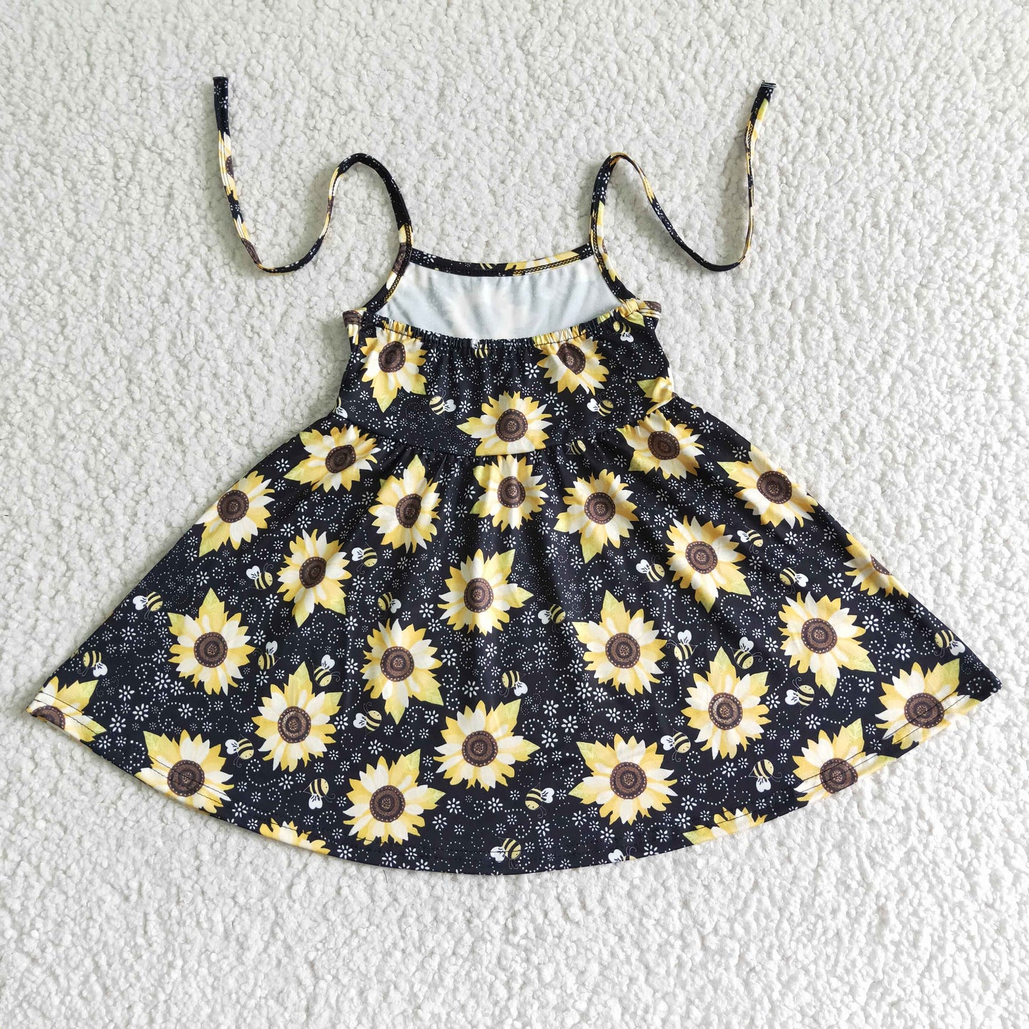 SD0036 Girl's strappy black sunflower skirt