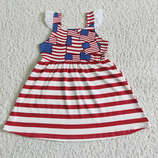 GSD0042 Girls' Flying Sleeves National Day Stars and Stripes Skirt