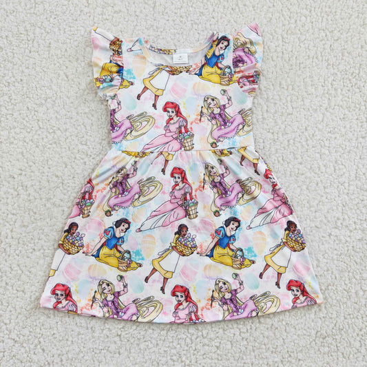 rts no moq GSD0168 Girls cartoon Flying Sleeve Dress