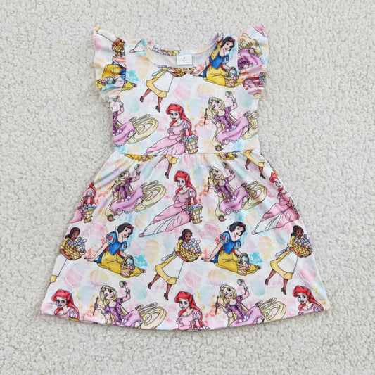 rts no moq GSD0168 Girls Disney Princess Flying Sleeve Dress