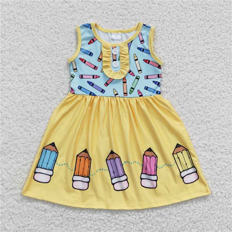 RTS NO MOQ Baby Girl Clothes Back to school Short-sleeved dress