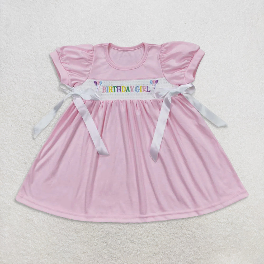 RTS NO MOQ Sibling baby girl clothes Gift Box-Birthday Hat-Cake Pattern Short Sleeve Dresses