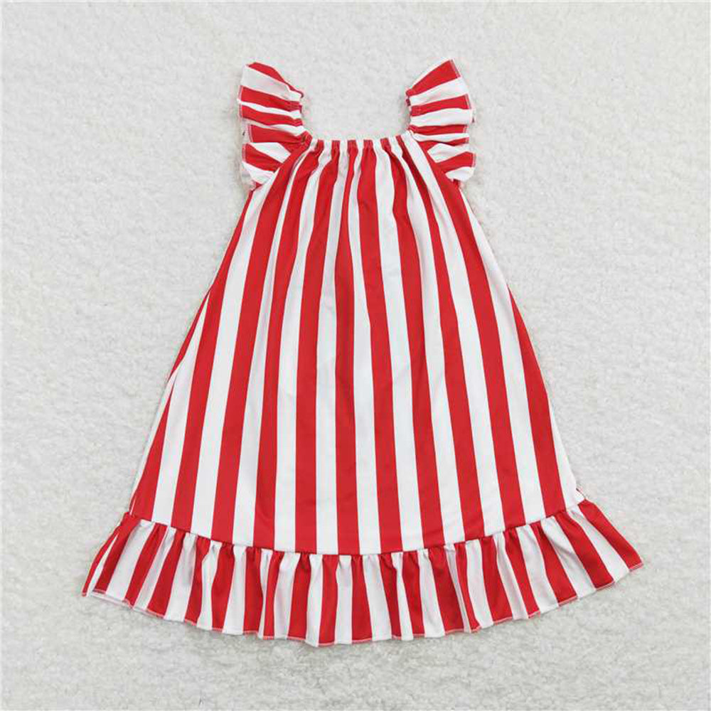 RTS NO MOQ baby girl clothes striped short-sleeved dress and jeans