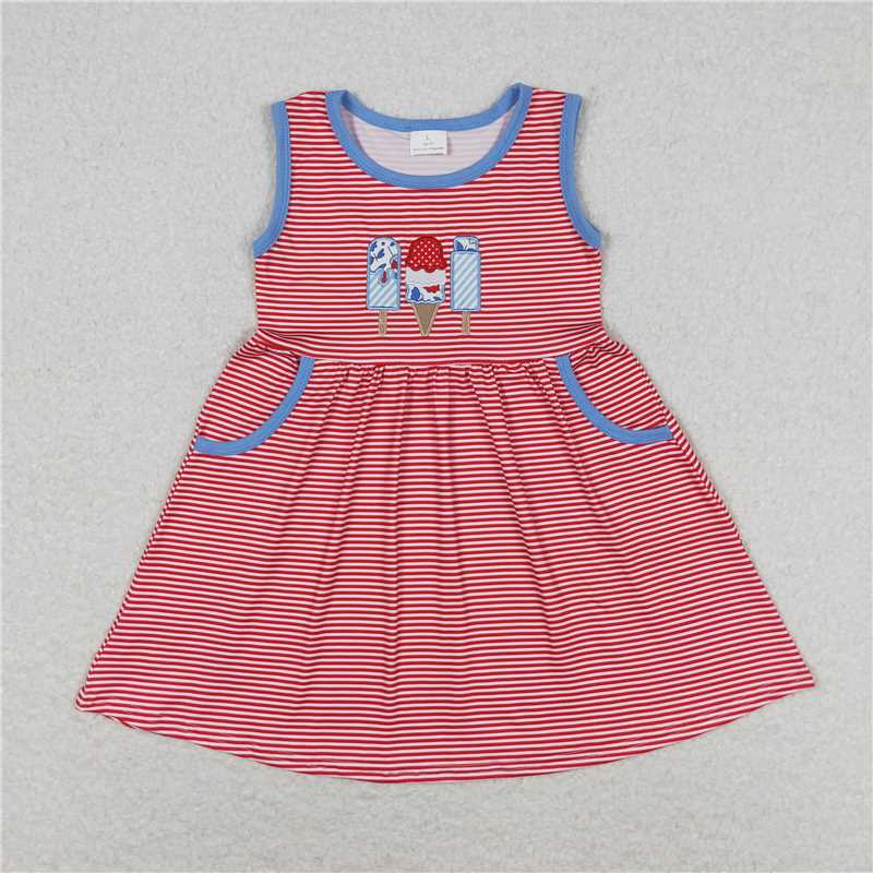 RTS NO MOQ baby boys clothes embroidery ice cream short sleeve Clothes Sets dress