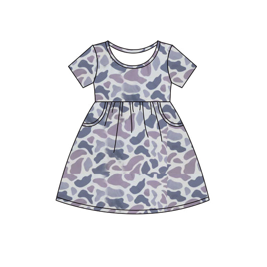 GSD1017 pre-order toddler clothes gray camouflage baby girl summer dress