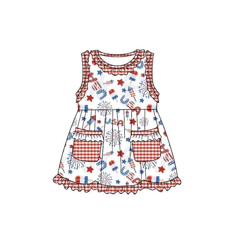 GSD1022 pre-order toddler clothes 4th of July patriotic baby girl summer dress