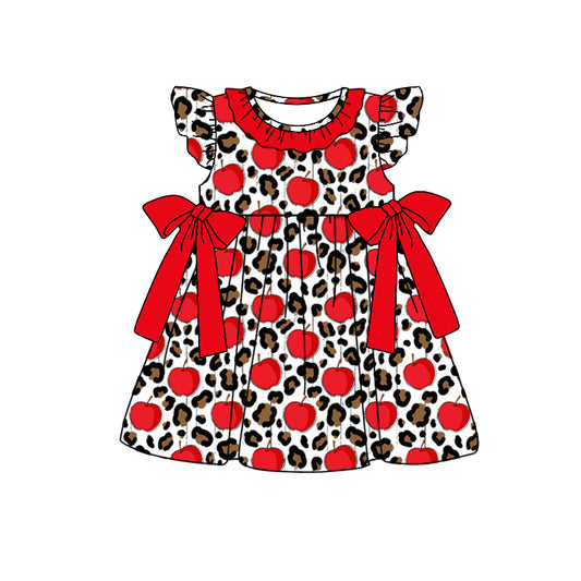 GSD1024 red apple leopard flying sleeve dresses