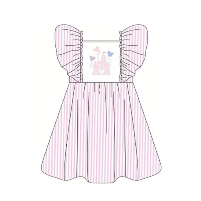 GSD1028 pre-order toddler clothes cartoon mouse castle baby girl summer dress
