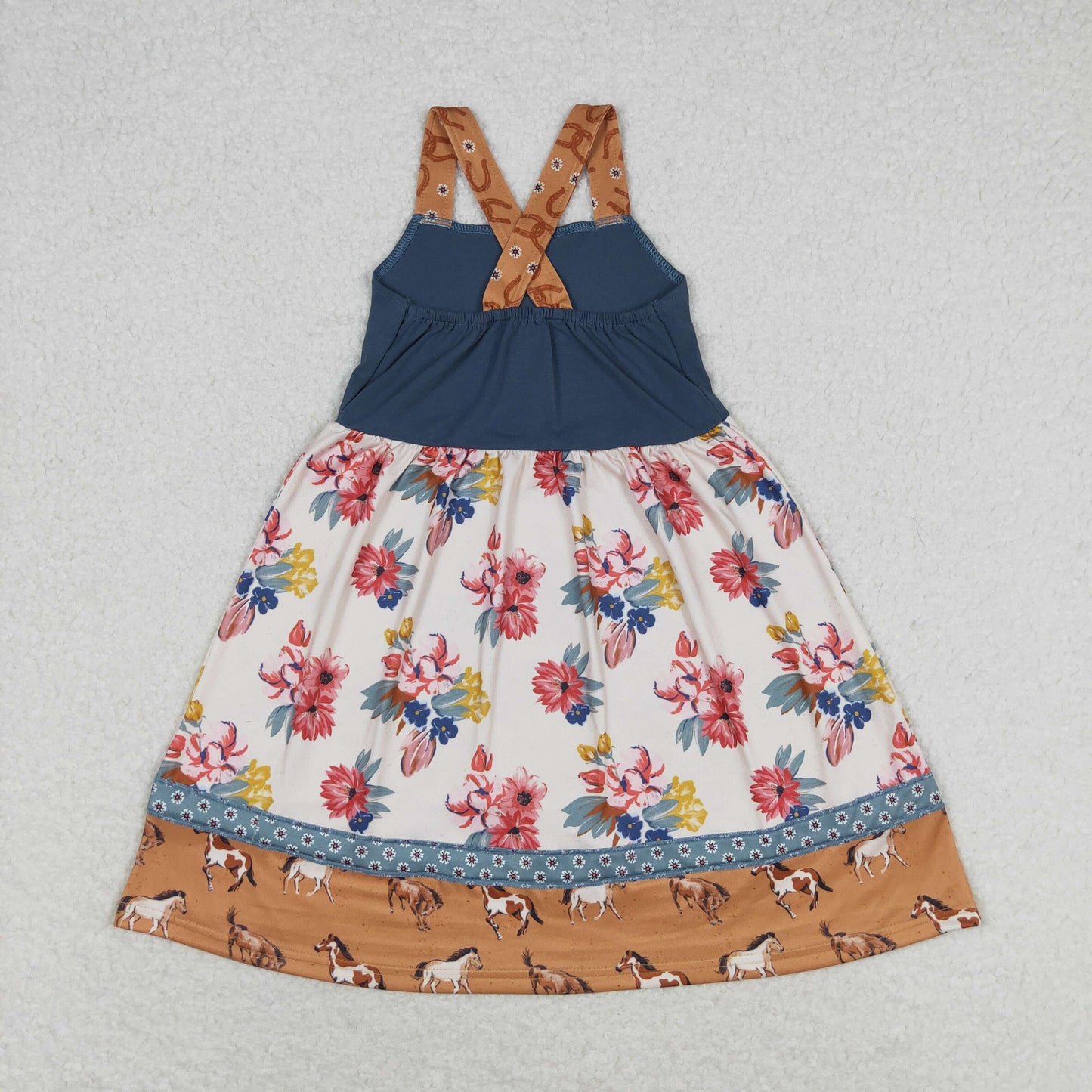 RTS no moq GSD1035 floral horse pattern suspender dress