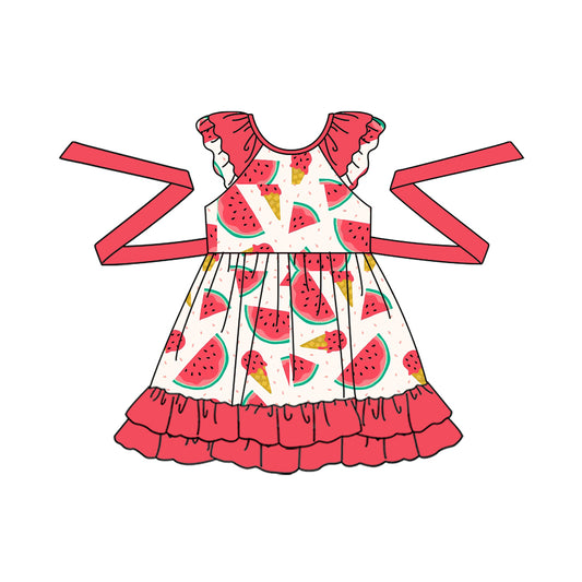 GSD1061 girls watermelon flying sleeve summer dress