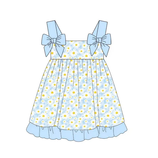 GSD1066 girls floral light blue suspender summer dress
