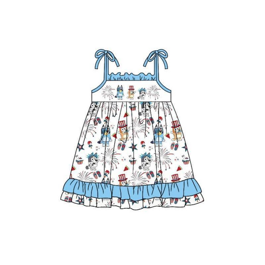 GSD1069 girls bluey suspender summer dress