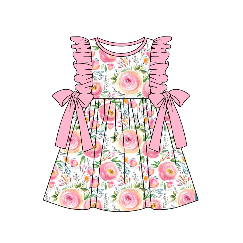 GSD1070 pre-order toddler clothes pink flower baby girl summer dress