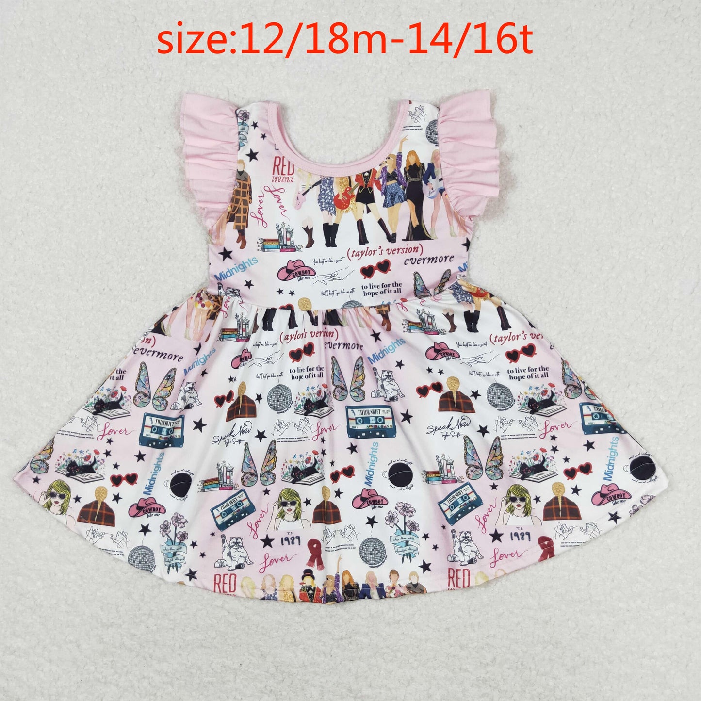 RTS no moq GSD1093 taylor swift pink and white flying sleeve dress