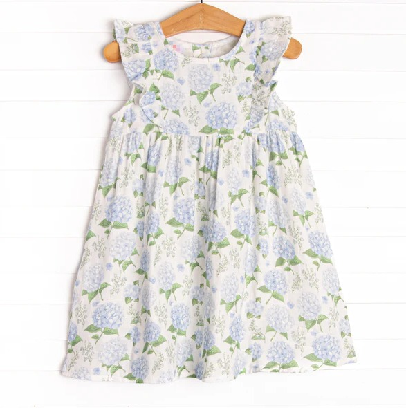 GSD1100 RTS toddler clothes blue floral baby girl summer dress