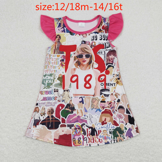 GSD1125 1989 taylor swift rose red flying sleeve dress