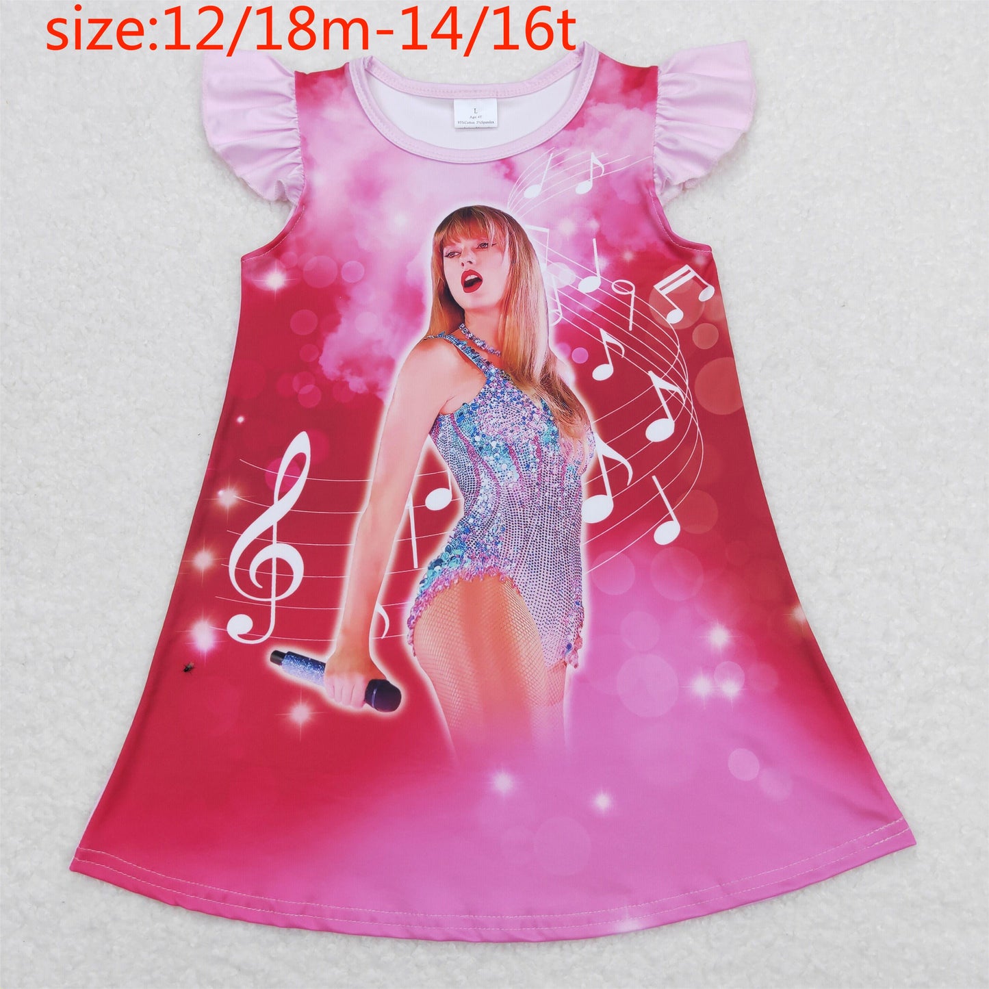 GSD1126 taylor swift pink flying sleeve dress