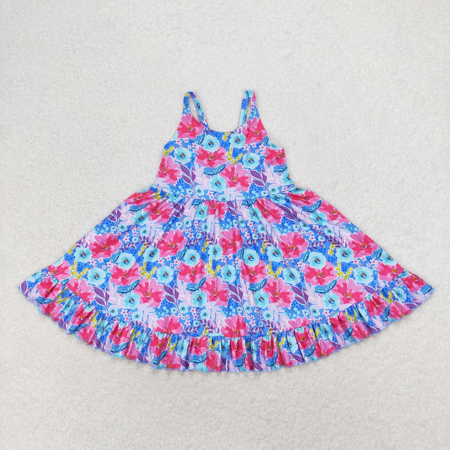 RTS no moq GSD1226 Flower blue suspender dress