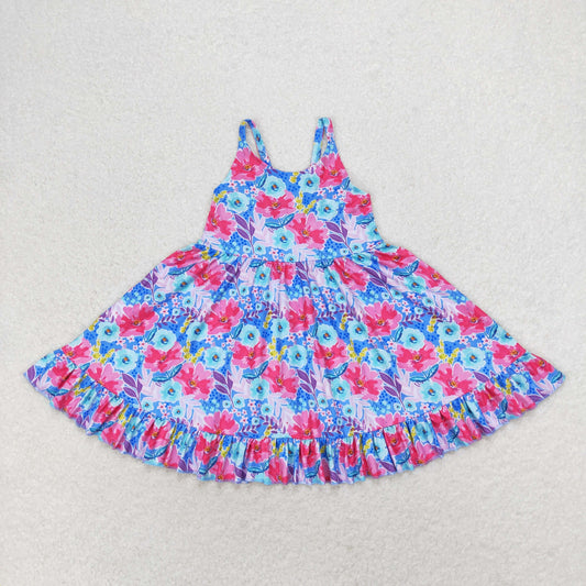 RTS no moq GSD1226 Flower blue suspender dress