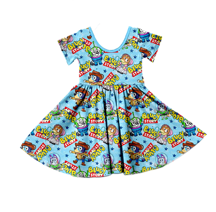 GSD1266 pre-order toddler clothes cartoon dog baby girl summer dress